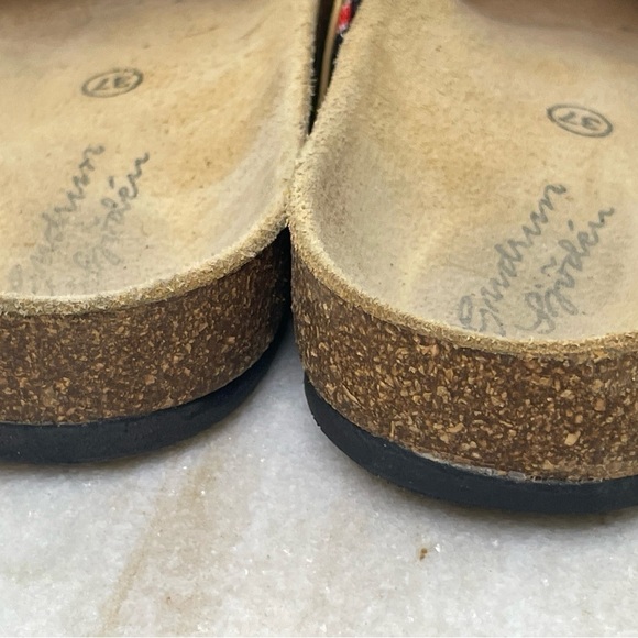 Gudrun Sjoden sandals slides fruit print sz EU 37 or 7 cork bottom Swedish - Picture 4 of 7